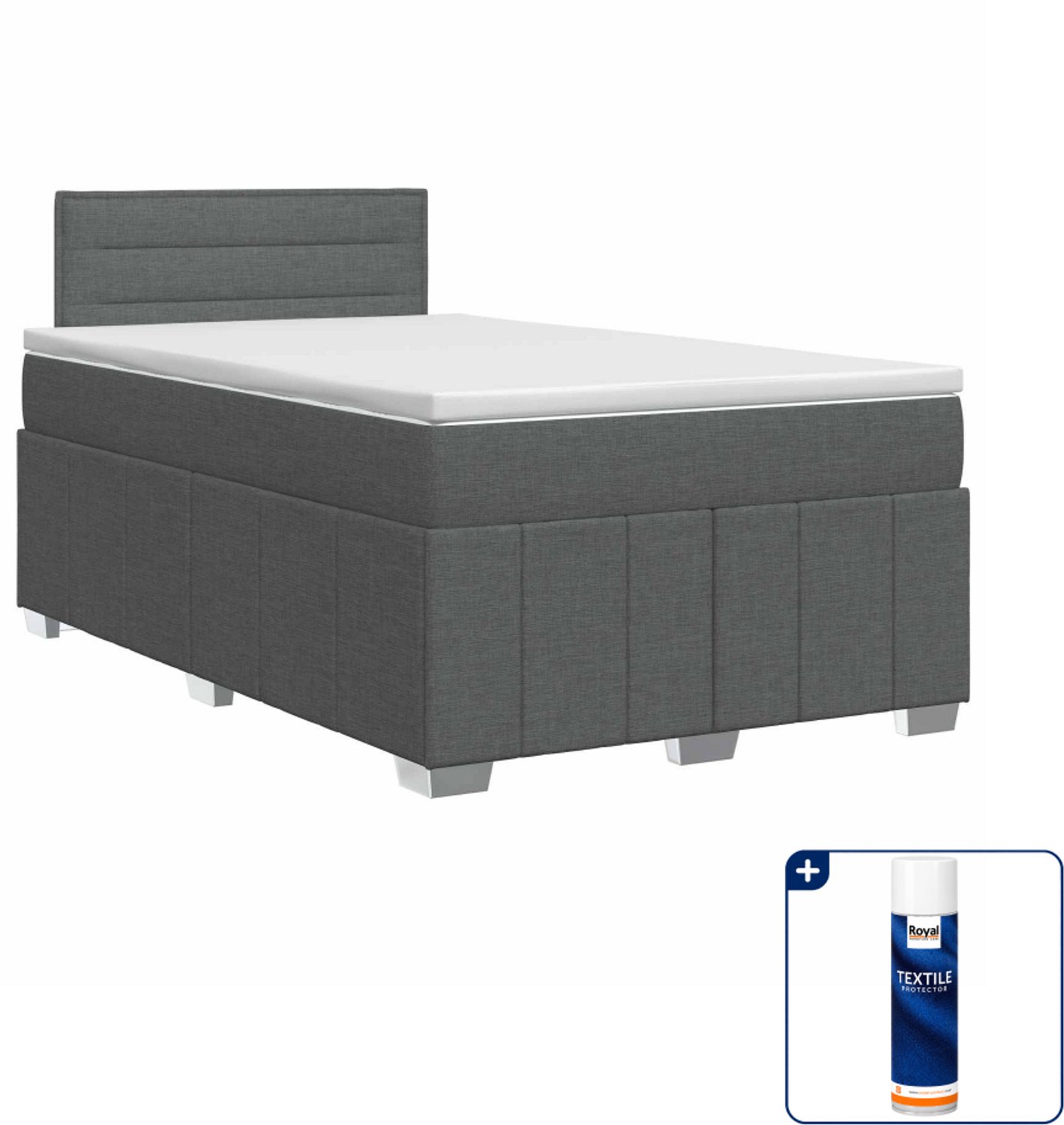 vidaXL boxspringbed - 120 x 190 cm - donkergrijs - Inclusief textielbeschermer 500 ml Donker Grijn