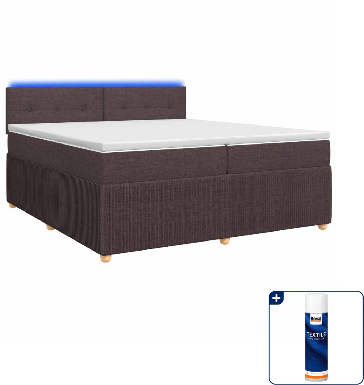 vidaXL Boxspringbed - 200 x 200 cm - stof - donkerbruin - Inclusief textielbeschermer 500 ml