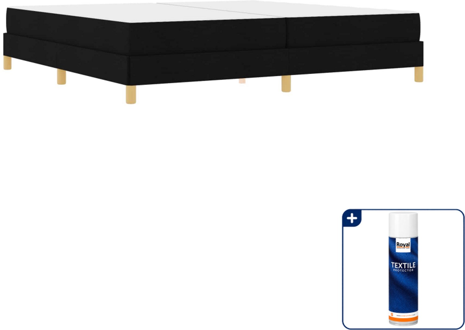 vidaXL boxspringbed met matras - 200 x 200 cm - stof - zwart - Inclusief textielbeschermer 500 ml