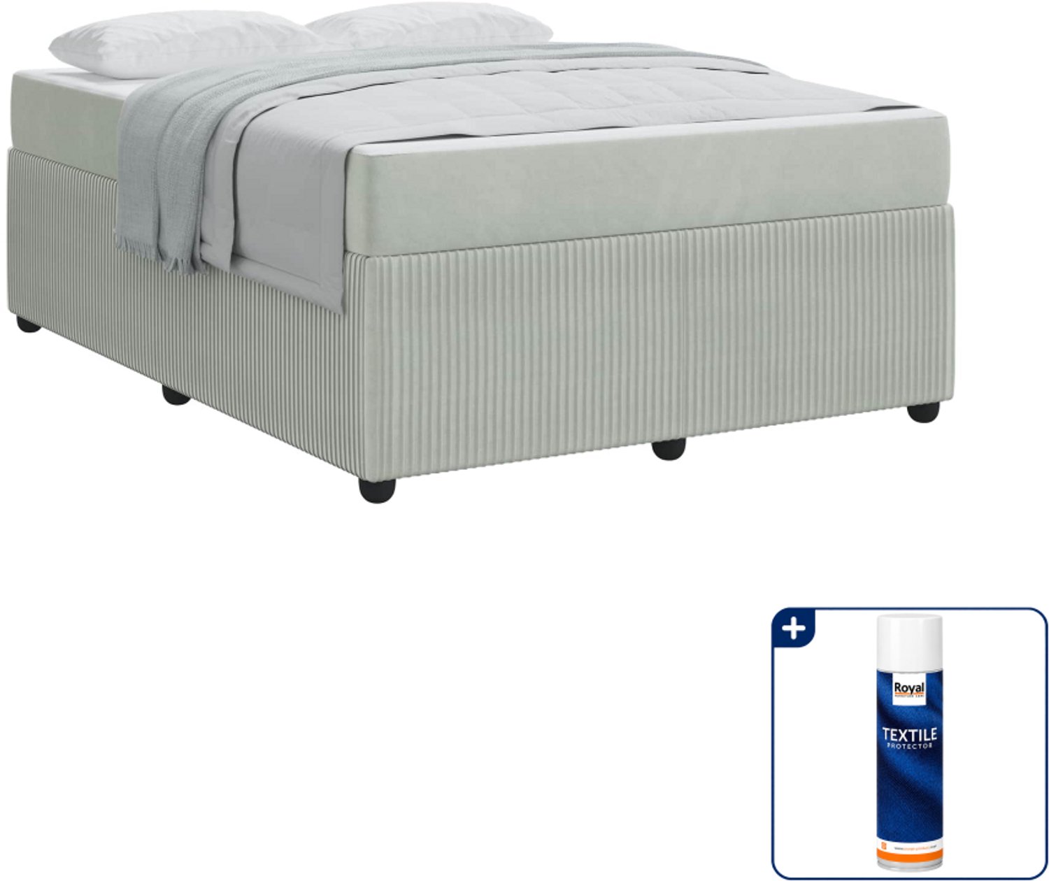 vidaXL Bedframe - Small double - 140 x 200 cm - lichtgrijs - Inclusief textielbeschermer 500 ml