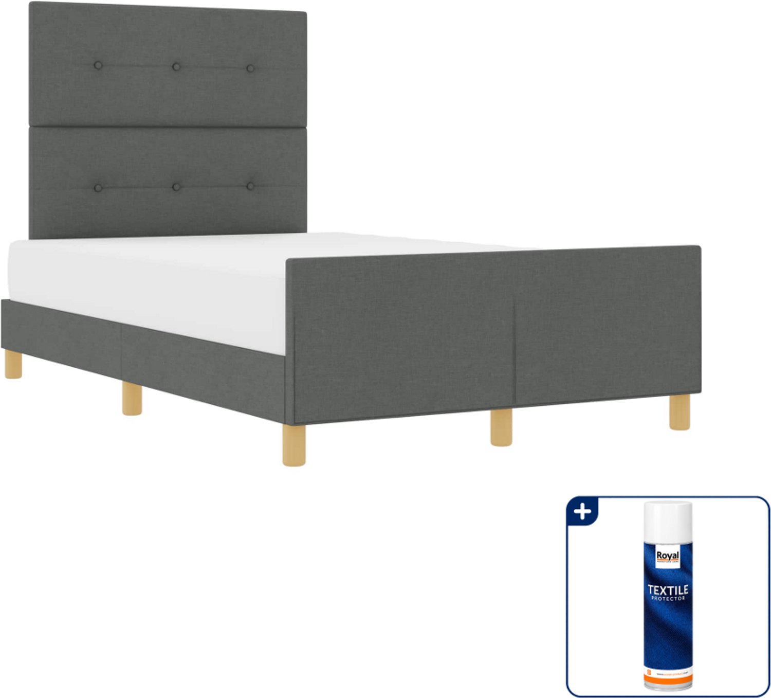 vidaXL bedframe - 120 x 190 cm - stof - donkergrijs - Inclusief textielbeschermer 500 ml Zwart