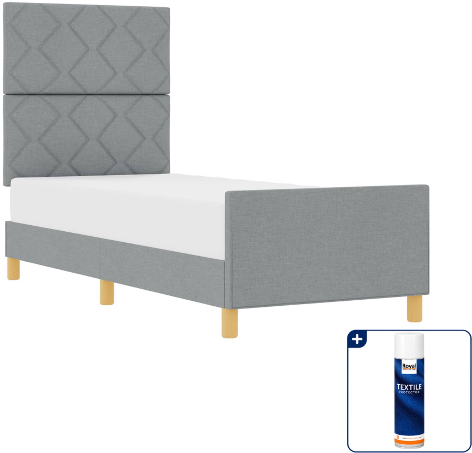 vidaXL Bedframe - 80 x 200 cm - lichtgrijs - Inclusief textielbeschermer 500 ml Zwart