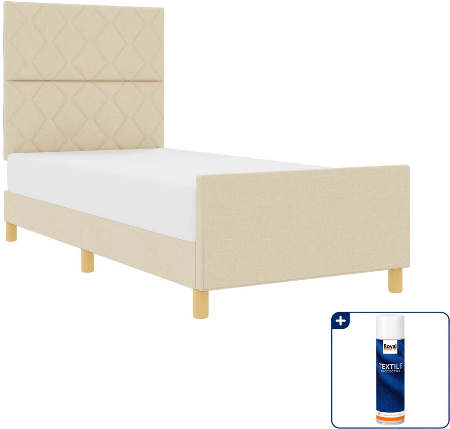 vidaXL Bedframe - 100 x 200 cm - crème - Inclusief textielbeschermer 500 ml Taupe