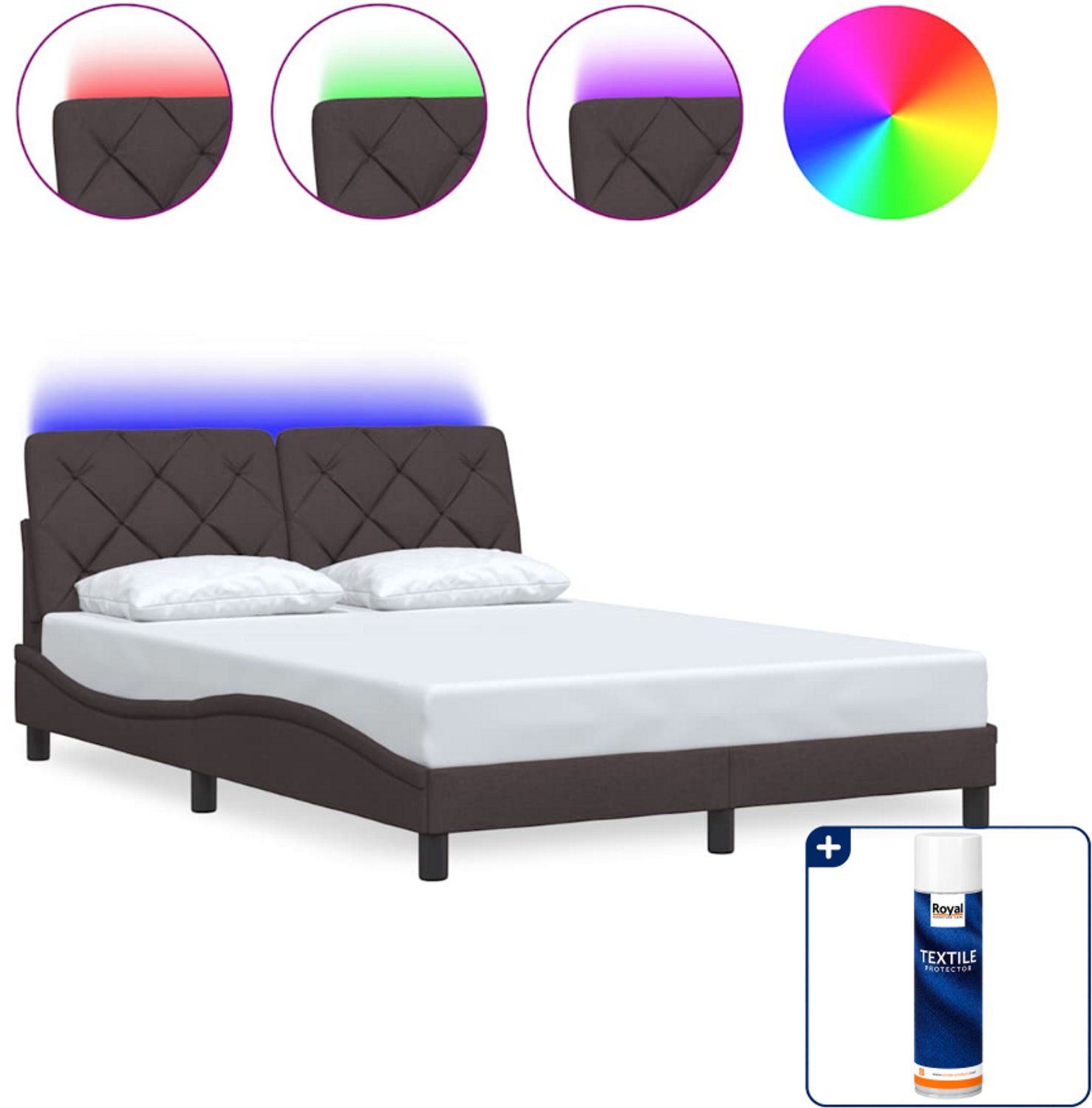 vidaXL bedframe - Small double - 140 x 200 cm - donkerbruin - Inclusief textielbeschermer 500 ml Taupe