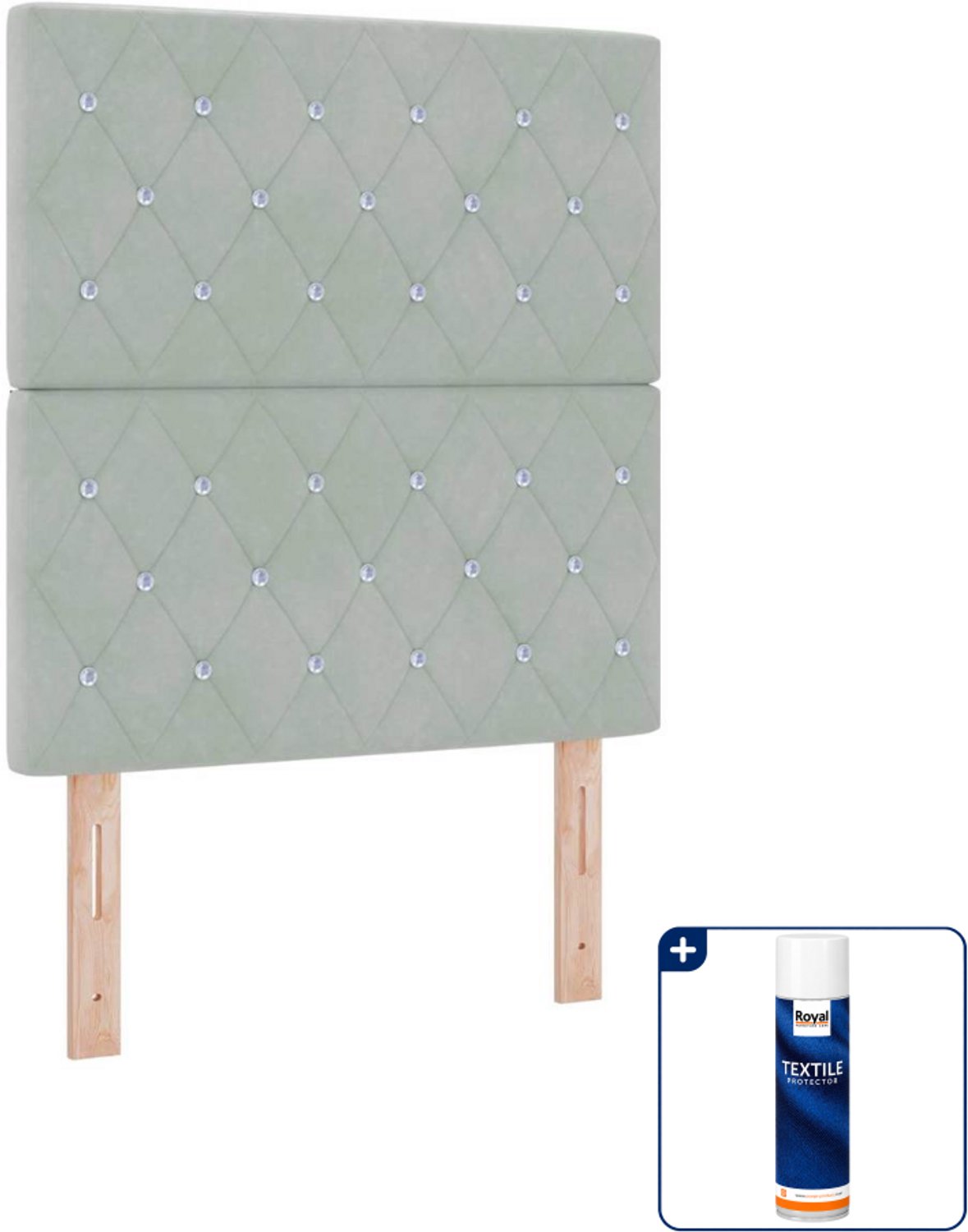 vidaXL led boxspringbed - 80 x 200 cm - stof - lichtgrijs - Inclusief textielbeschermer 500 ml