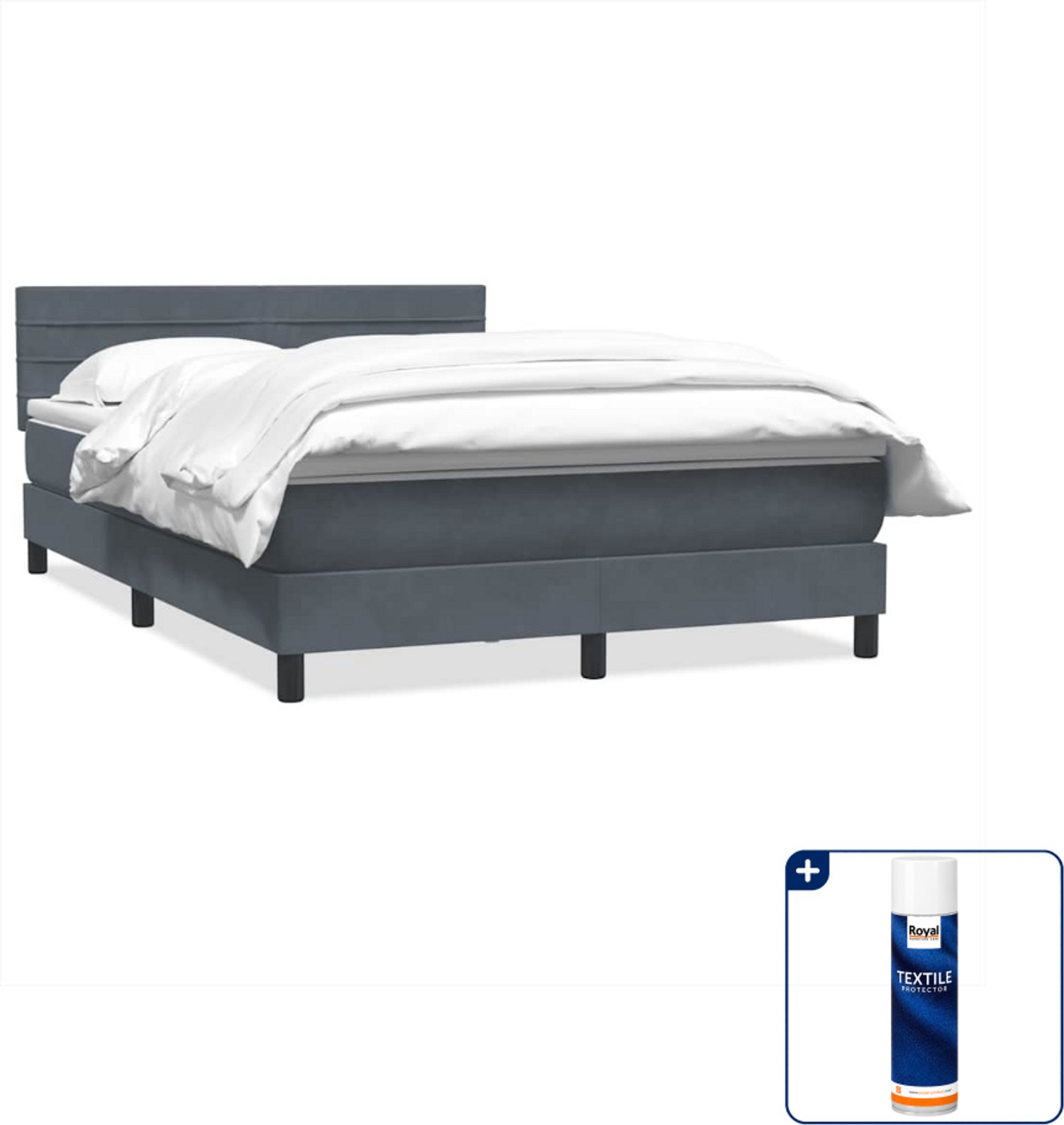 vidaXL boxspring - queensize - 160 x 210 cm - fluweel - donkergrijs - Inclusief textielbeschermer 500 ml