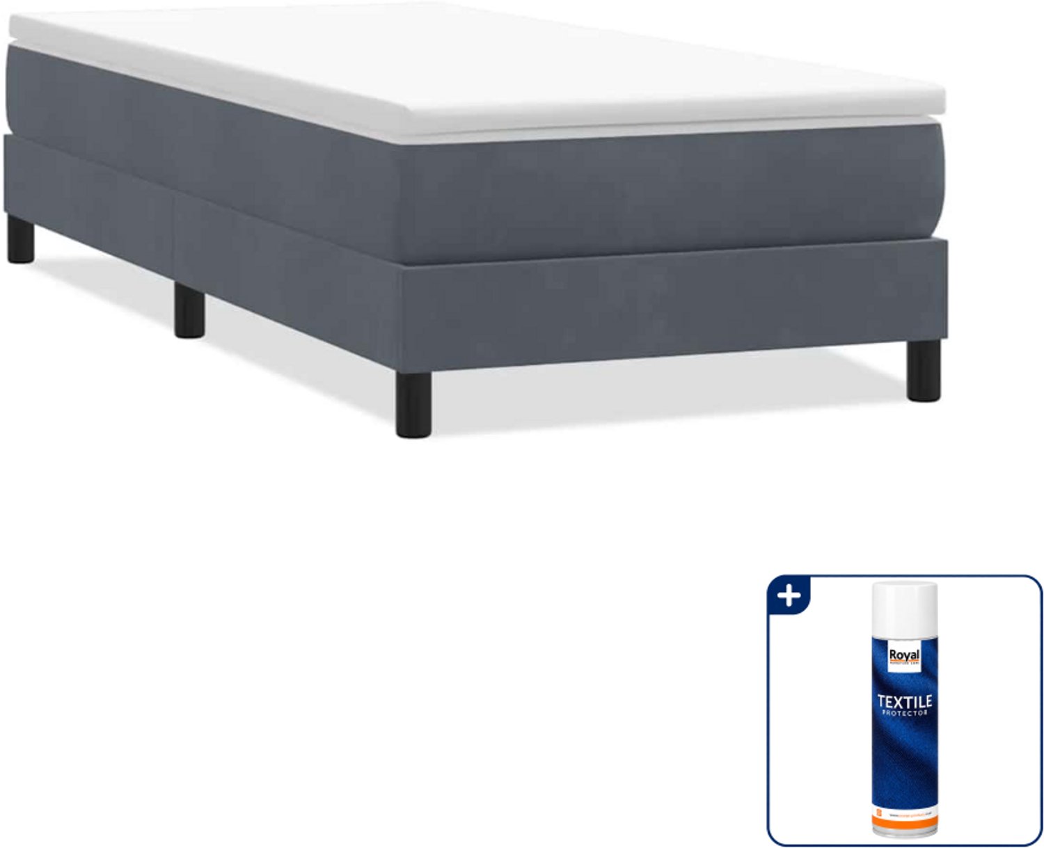 vidaXL boxspring 80 x 220 cm - fluweel - donkergrijs - Inclusief textielbeschermer 500 ml