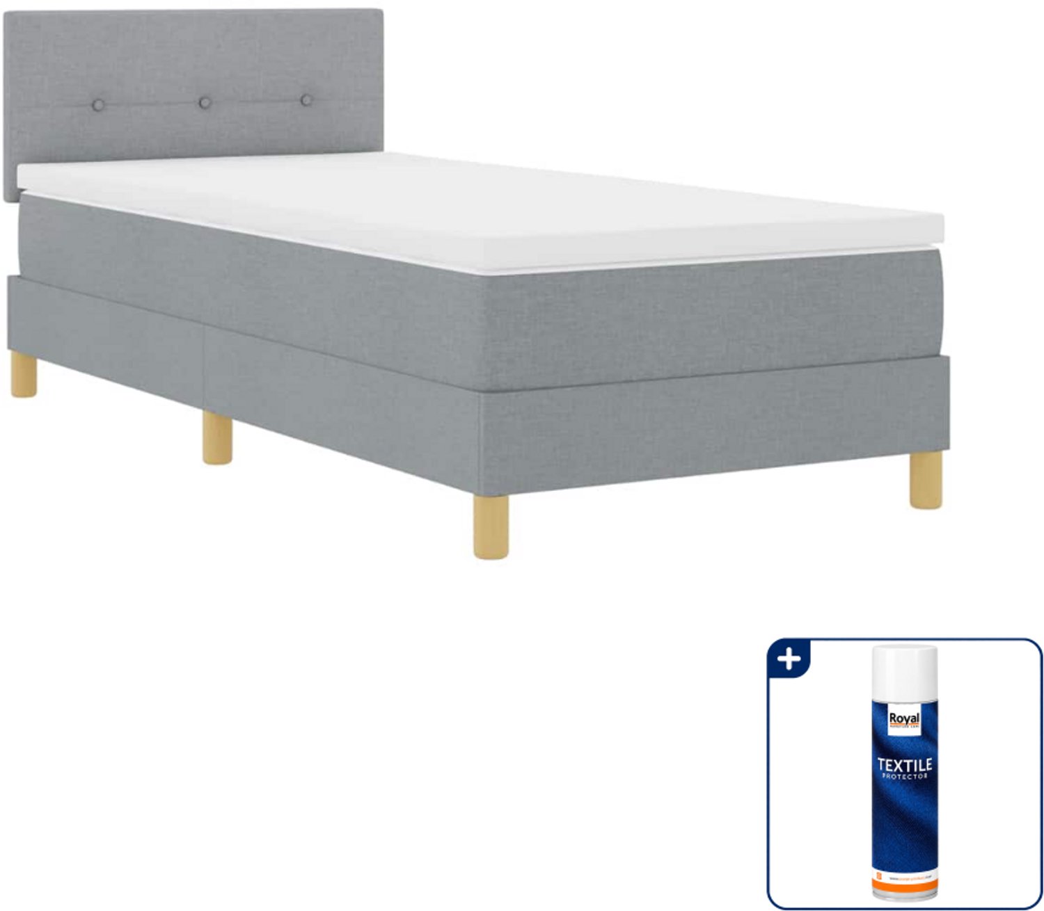 vidaXL boxspring 90 x 200 cm - stof - lichtgrijs - Inclusief textielbeschermer 500 ml