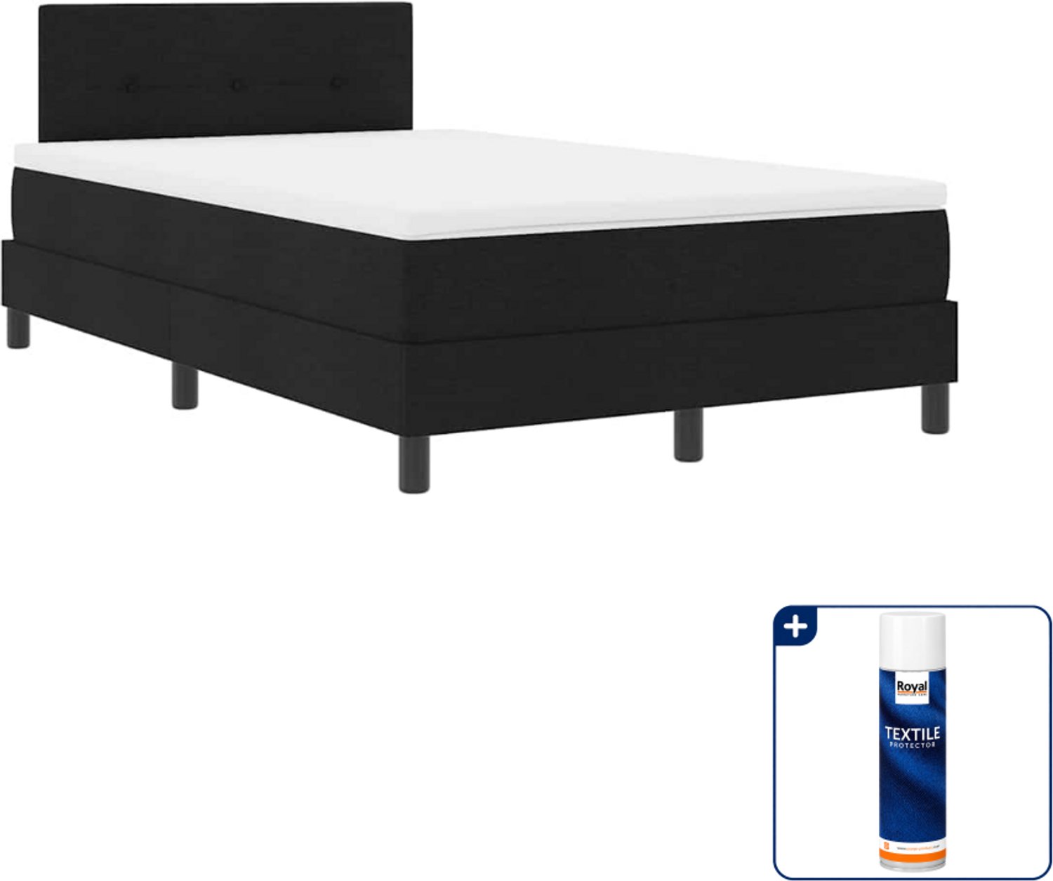 vidaXL boxspring met led - 120 x 200 cm - stof - zwart - Inclusief textielbeschermer 500 ml