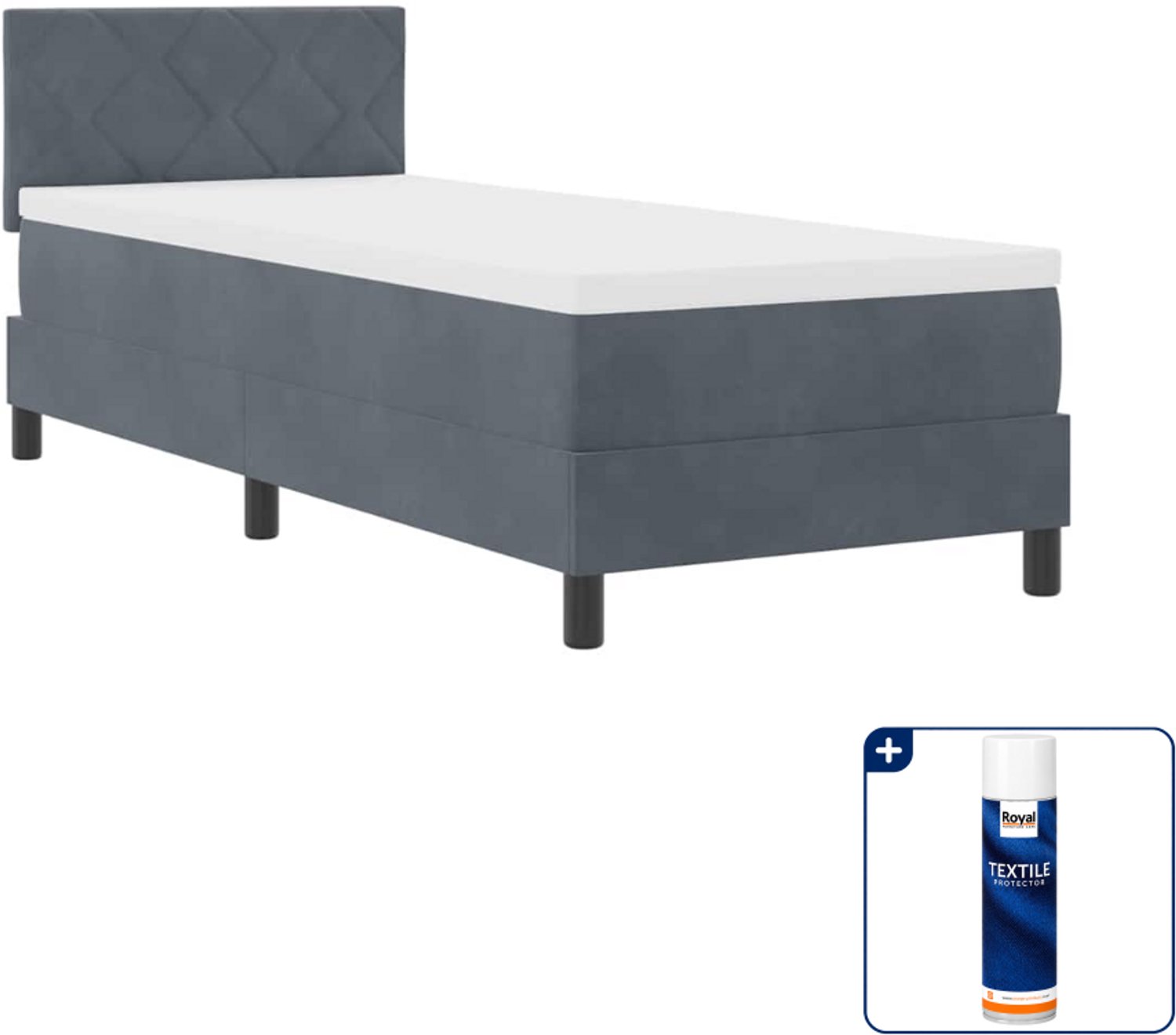 vidaXL boxspring - 80 x 200 cm - fluweel - donkergrijs - Inclusief textielbeschermer 500 ml