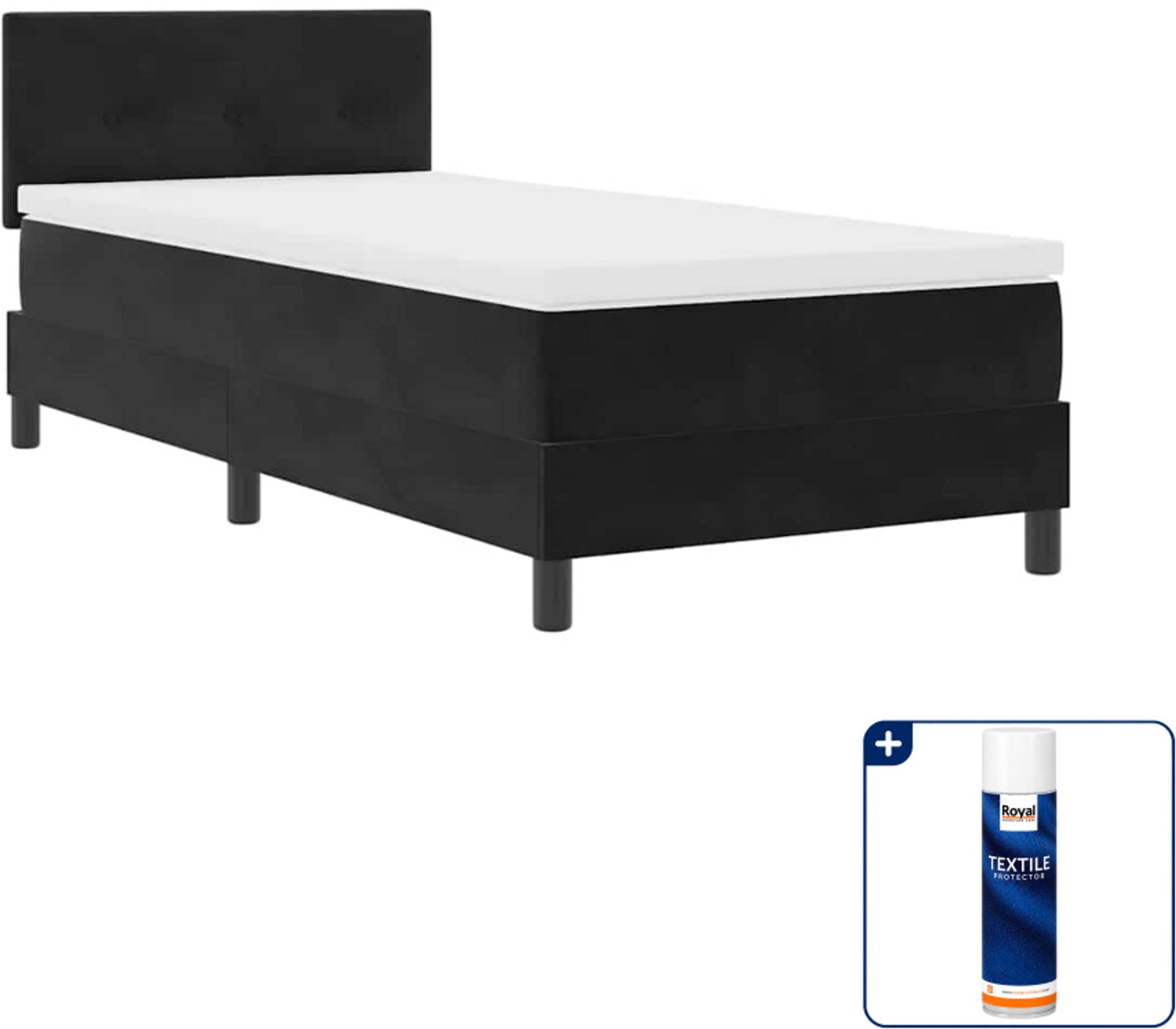 vidaXL boxspring met led - 90 x 200 cm - fluweel - zwart - Inclusief textielbeschermer 500 ml