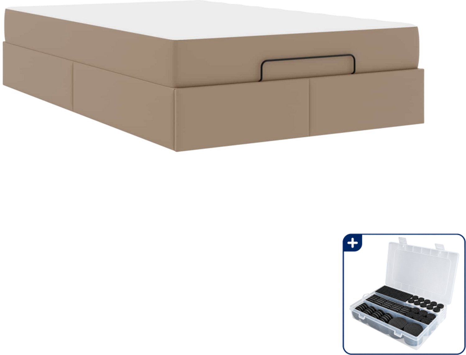 vidaXL bedframe met matras - 120 x 200 cm - tan - Inclusief antikrasvilt 177-delig Grijs