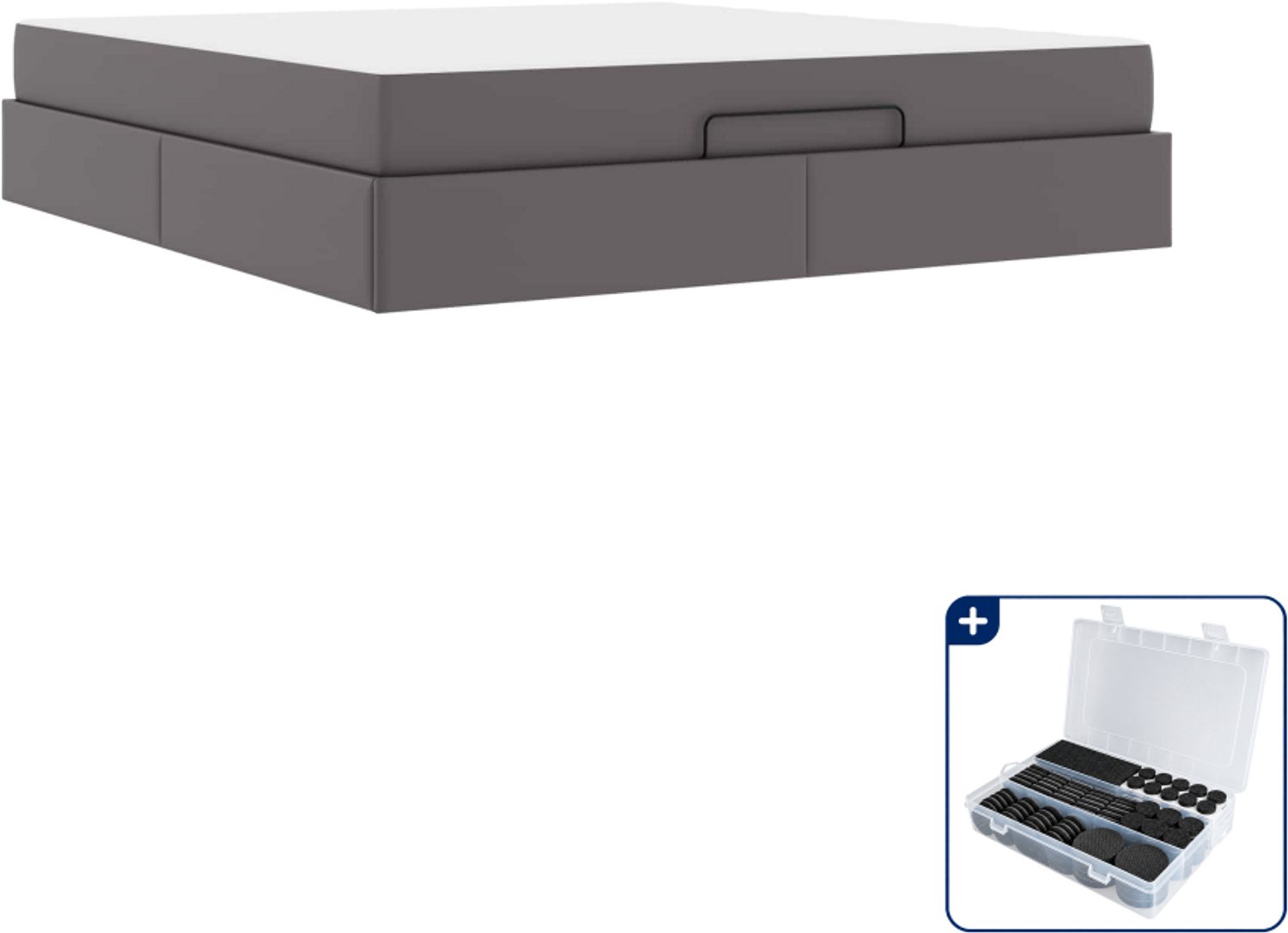 vidaXL bedframe met matras Anders 2 stuks - 180 x 200 cm - grijs - Inclusief antikrasvilt 177-delig