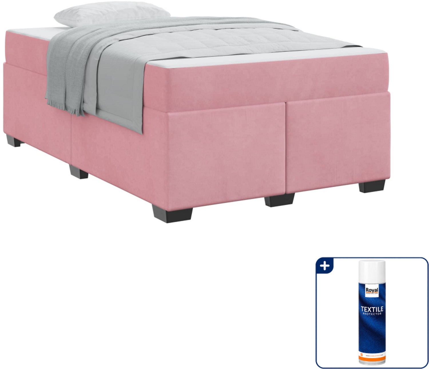 vidaXL bedframe met matras - 120 x 200 cm - stof - roze - Inclusief textielbeschermer 500 ml