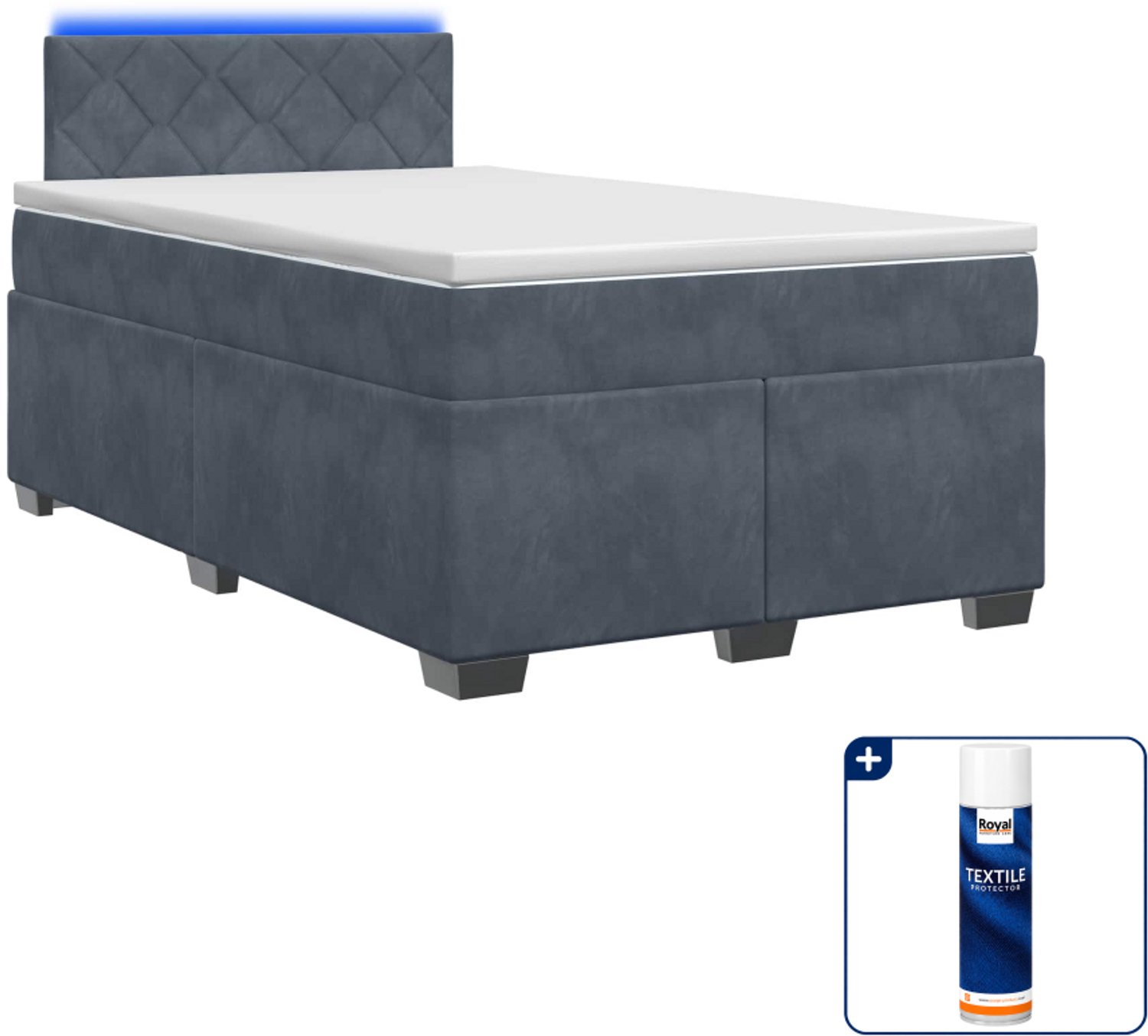 vidaXL boxspring - 120 x 200 cm - fluweel - donkergrijs - Inclusief textielbeschermer 500 ml