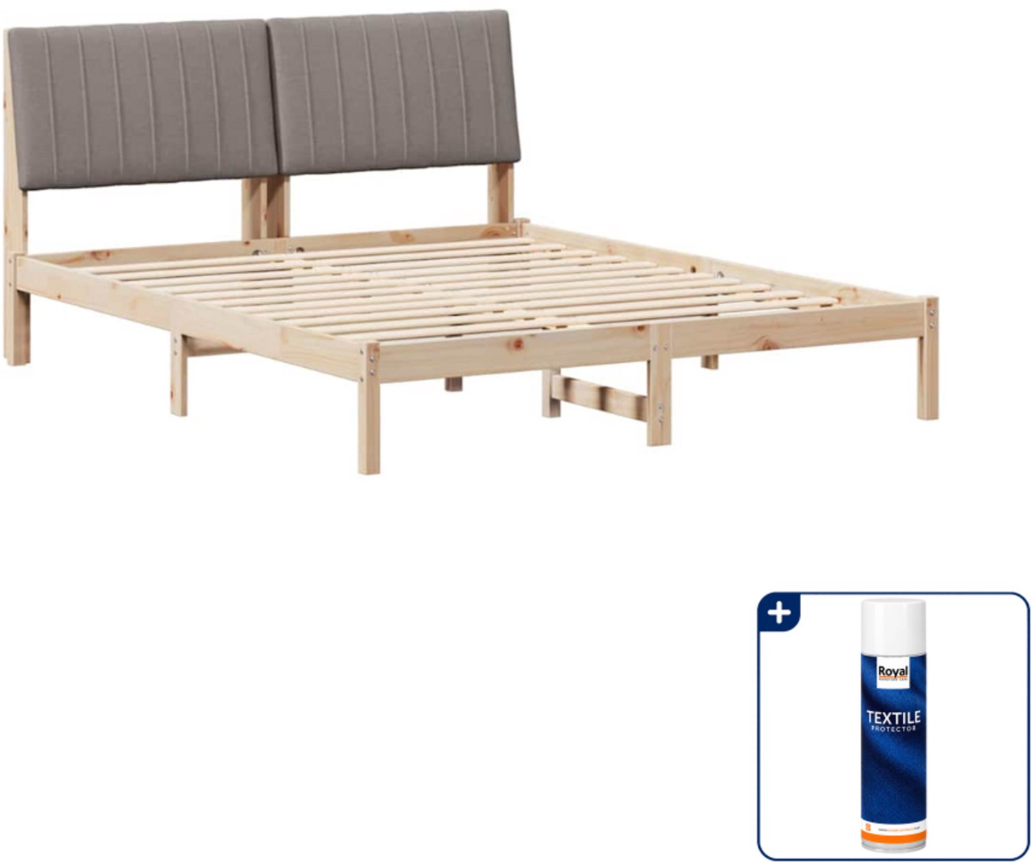 vidaXL bedframe - 150 x 200 cm - massief grenenhout - bruin - Inclusief textielbeschermer 500 ml