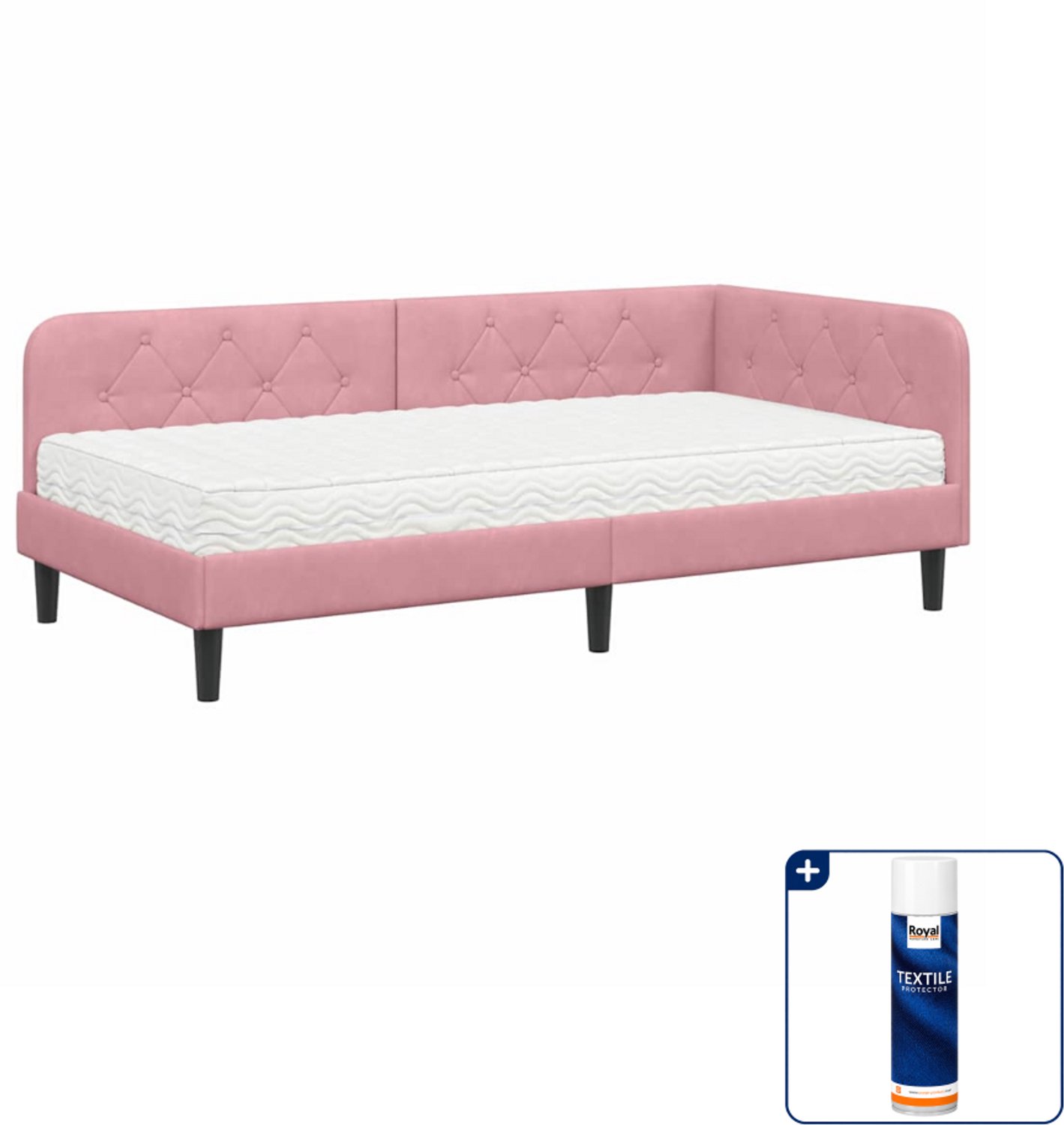 vidaXL hoekbedframe - 100 x 200 cm - fluweel - roze - Inclusief textielbeschermer 500 ml Blauw