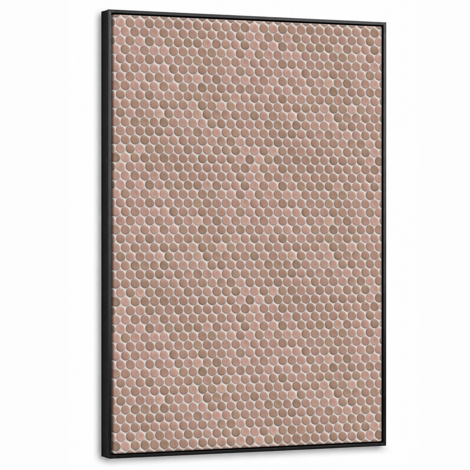 Canvas Schilderij met Baklijst XXL Canvas Schilderij met Baklijst 80x120cm - Penny - Mozaïek - Oudroze - Terracotta - Muurdecoratie woonkamer - Slaapkamer decoratie - Kamer accessoires - Schilderijen op canvas met lijst groot