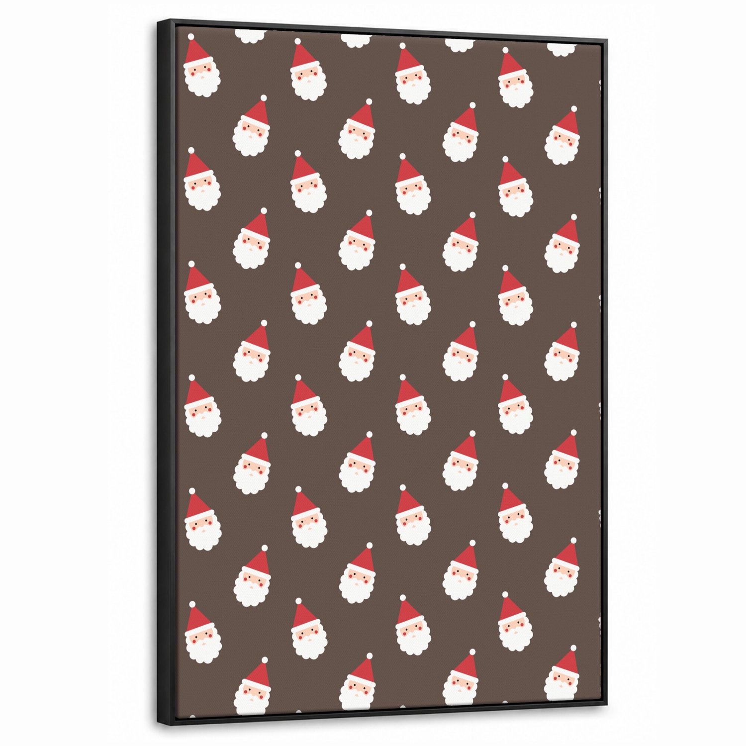 Canvas Schilderij met Baklijst 60x90cm - Kerstman - Kerst - Bruin - Muurdecoratie woonkamer - Slaapkamer decoratie - Kamer accessoires - Schilderijen op canvas met lijst