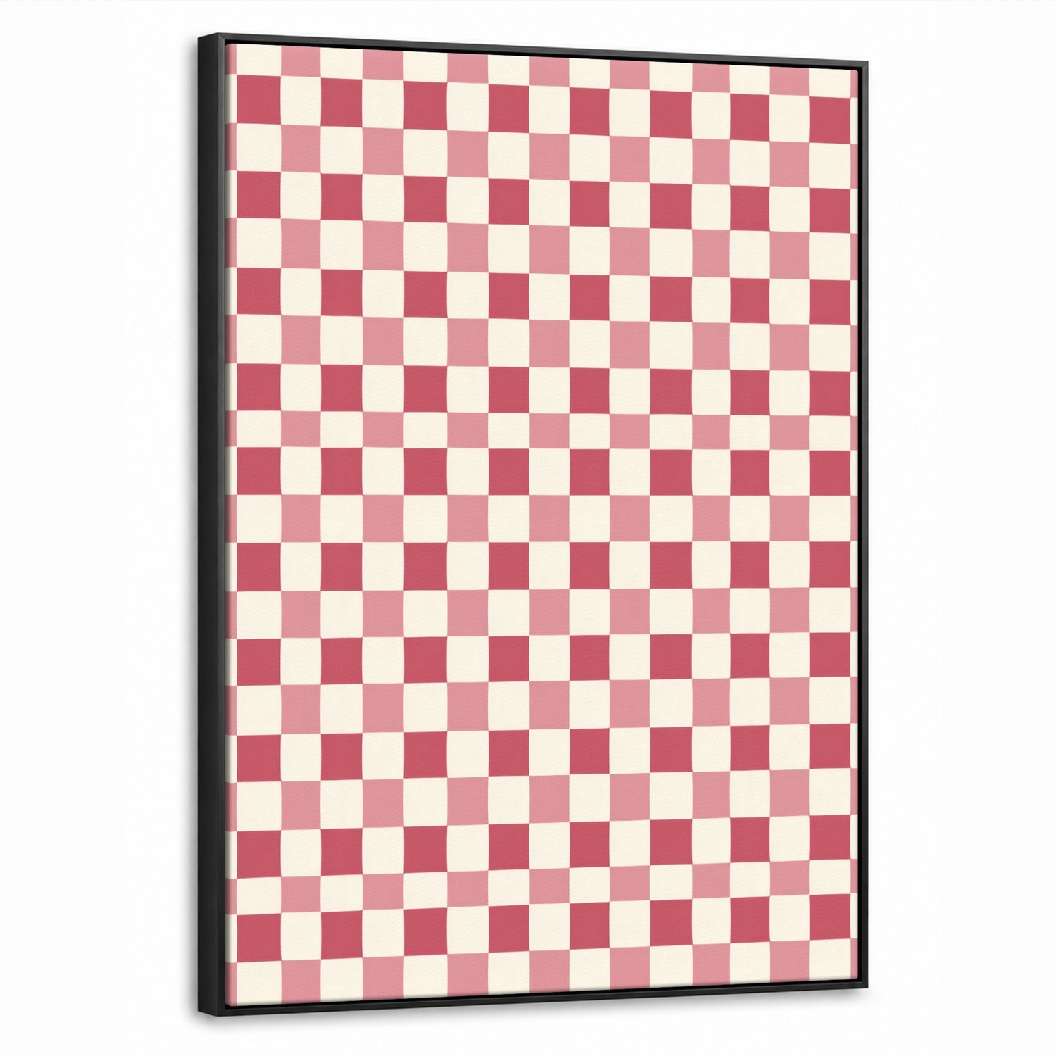 Canvas Schilderij met Baklijst 50x70cm - Patroon - Schaak - Roze - Muurdecoratie woonkamer - Slaapkamer decoratie - Kamer accessoires - Schilderijen op canvas met lijst