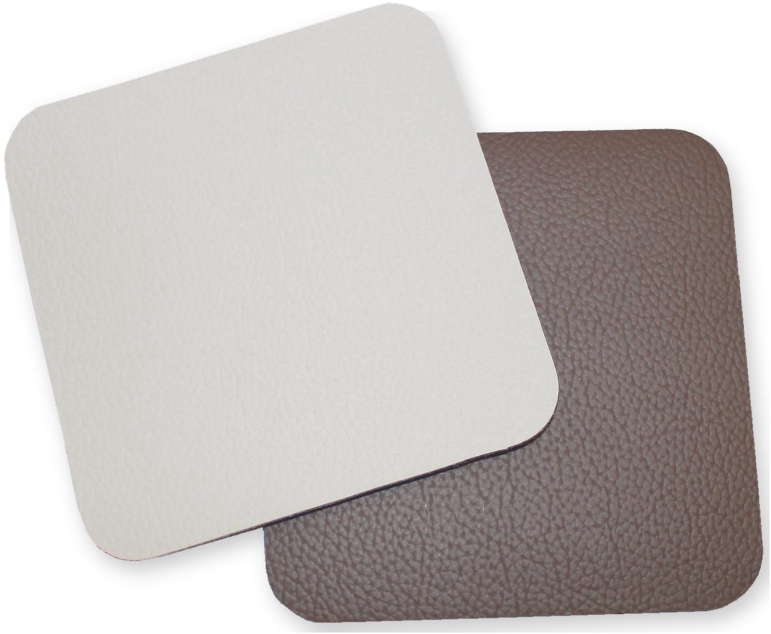 Lunar Onderzetters Set van 6 – Dubbelzijdig Leerlook – Mokka & Wit – 10x10 cm – Afwasbaar – Glazenonderzetter