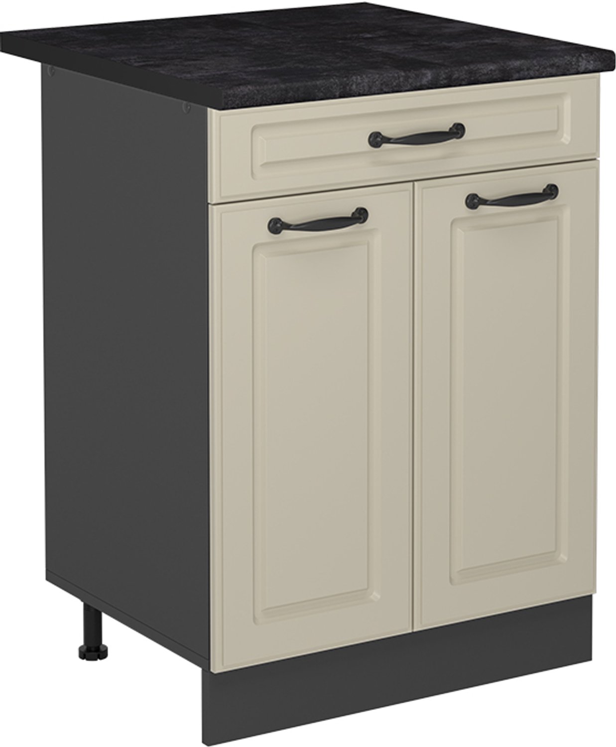 Vicco Keukenonderkast R-Line, Zand landelijk/Antraciet, 60 cm met lade antraciet werkblad