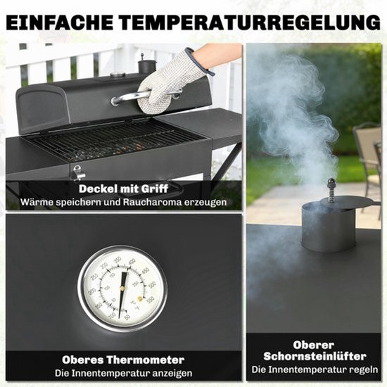 Houtskool Barbecue - Metaal - Zwart - 110x46.5x101cm - Buiten Gebruik — afbeelding 3