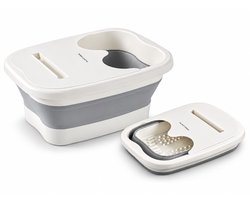 Slimtron Opvouwbaar Voetenbad met Deksel - Niet Elektrisch - Inklapbare Voetenbak met Massageknobbels en Telefoonhouder - Ruimtebesparend - Tot Maat 45 - Wit