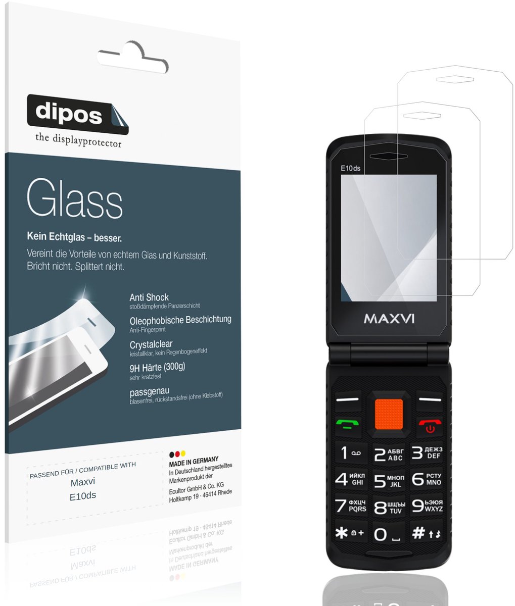 dipos – 2x Pantserfolie geschikt voor Maxvi E10ds | 9H Screenprotector