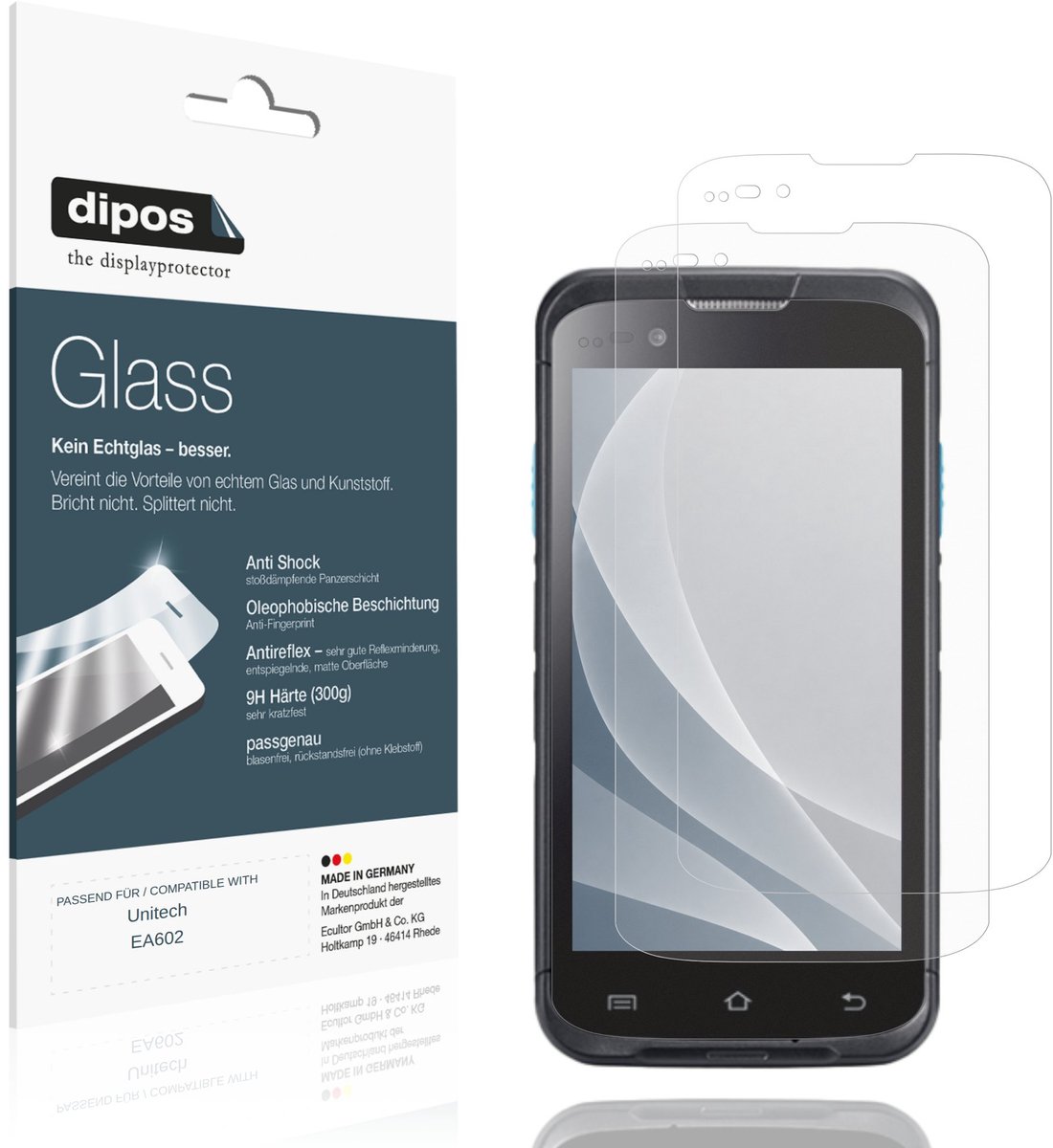 dipos – 2x Matte Pantserfolie geschikt voor Unitech EA602 | 9H Screenprotector