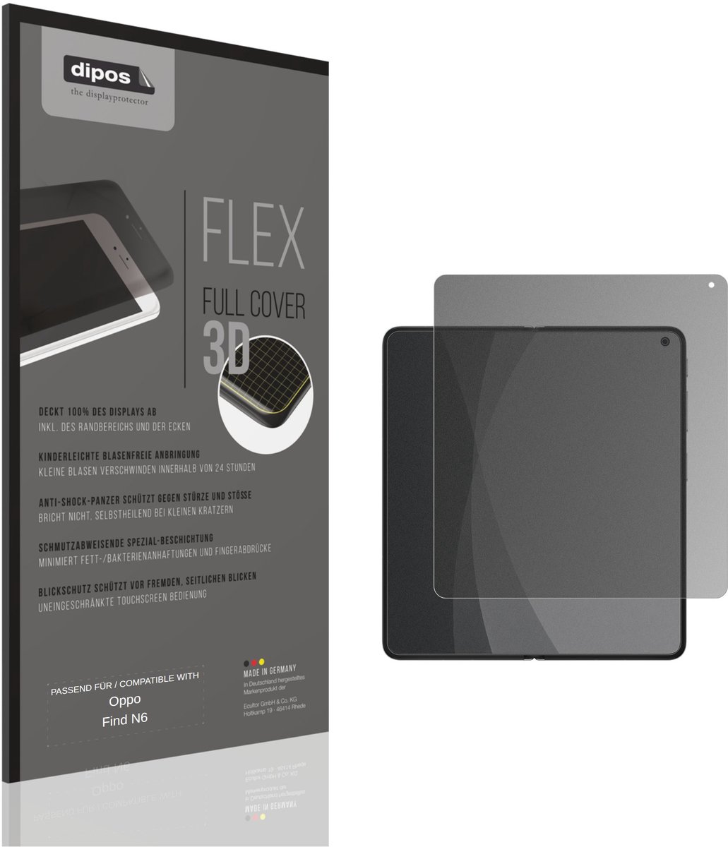 dipos FLEX – Matte Privacy Screenprotector geschikt voor Oppo Find N6 | Volledige Schermbescherming | Case-Friendly