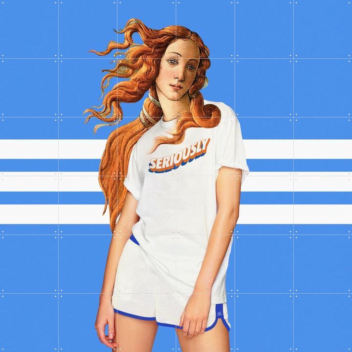 IXXI Venus Outfit, Paste in Place - 120 x 120 cm - Gratis ophangtool - Grote wanddecoratie en posters - Digitale Kunst, Illustraties, Kleurrijk, Pop