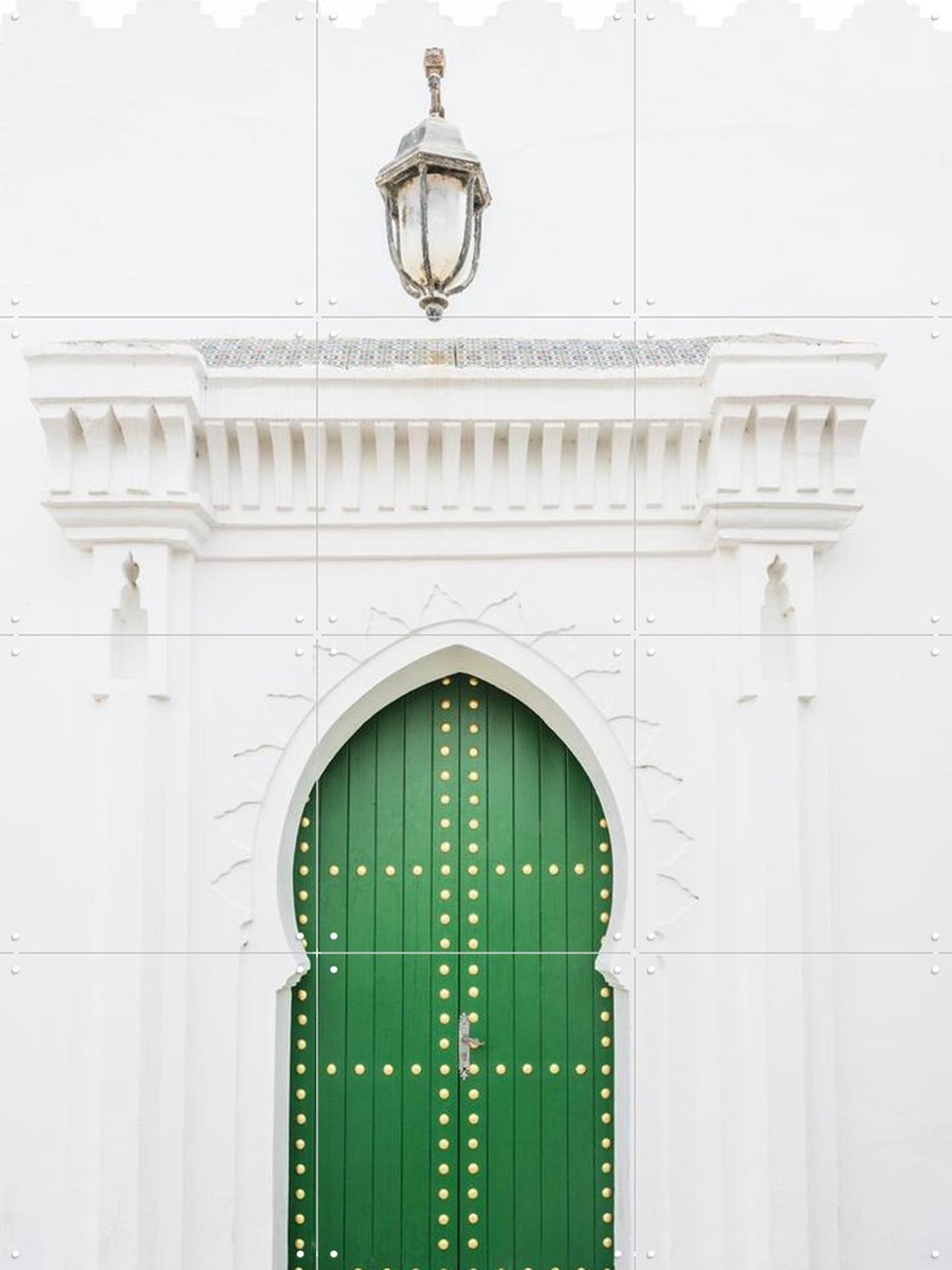 IXXI Green Door In Morocco, Photolovers - 60 x 80 cm - Gratis ophangtool - Grote wanddecoratie en posters - Minimalisme, Geometrische Kunst, Art Deco