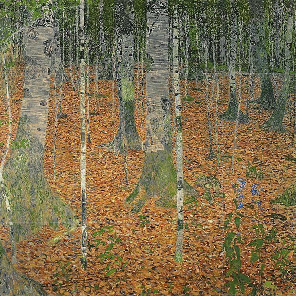 IXXI The Birch Wood, Gustav Klimt & Bridgeman Images - 80 x 80 cm - Gratis ophangtool - Grote wanddecoratie en posters - Art Nouveau, Impressionisme