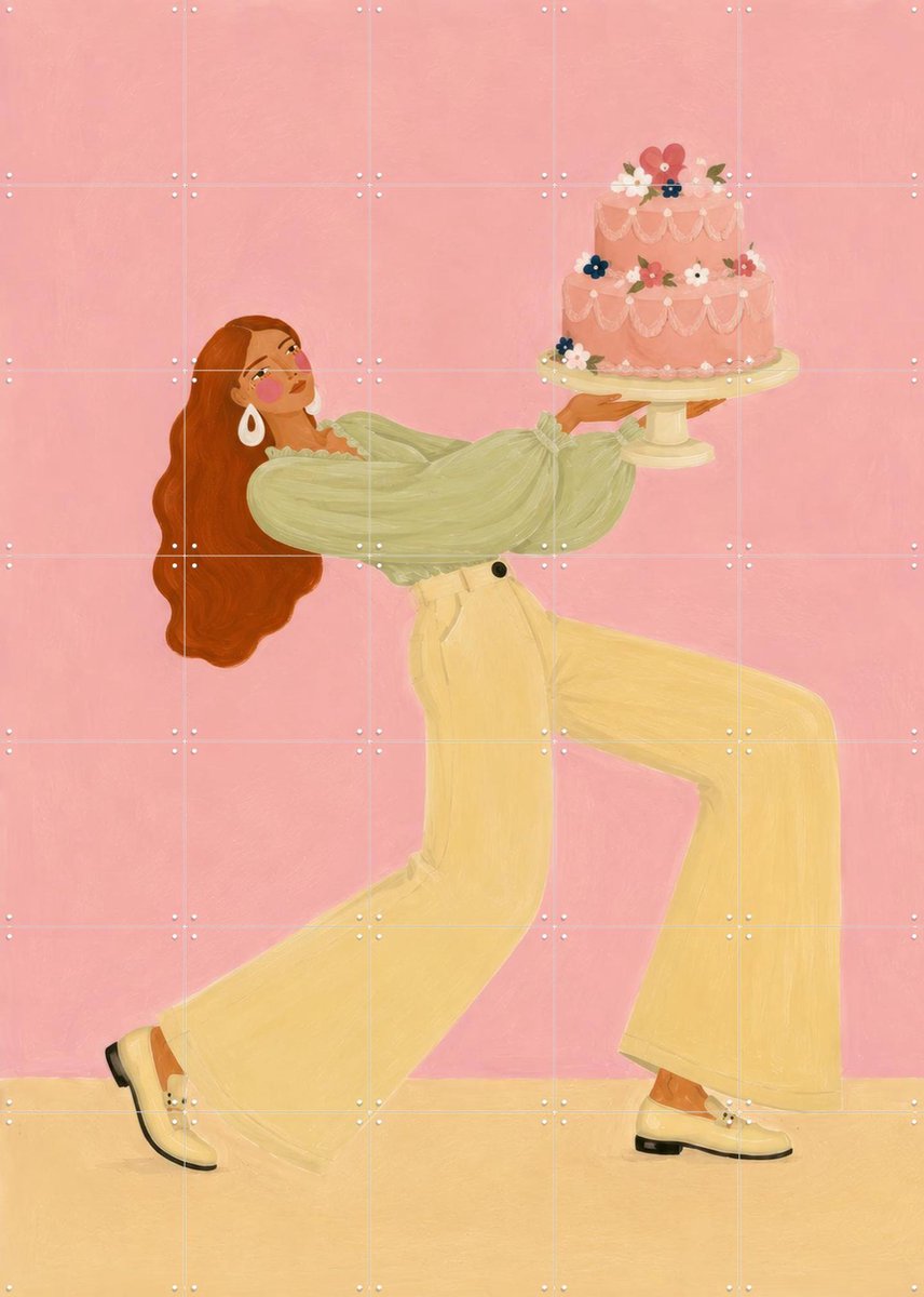 IXXI Piece Of Cake, Atelier Pommeline - 100 x 140 cm - Gratis ophangtool - Grote wanddecoratie en posters - Kleurrijk, Speels, Modern, Digitale Kunst