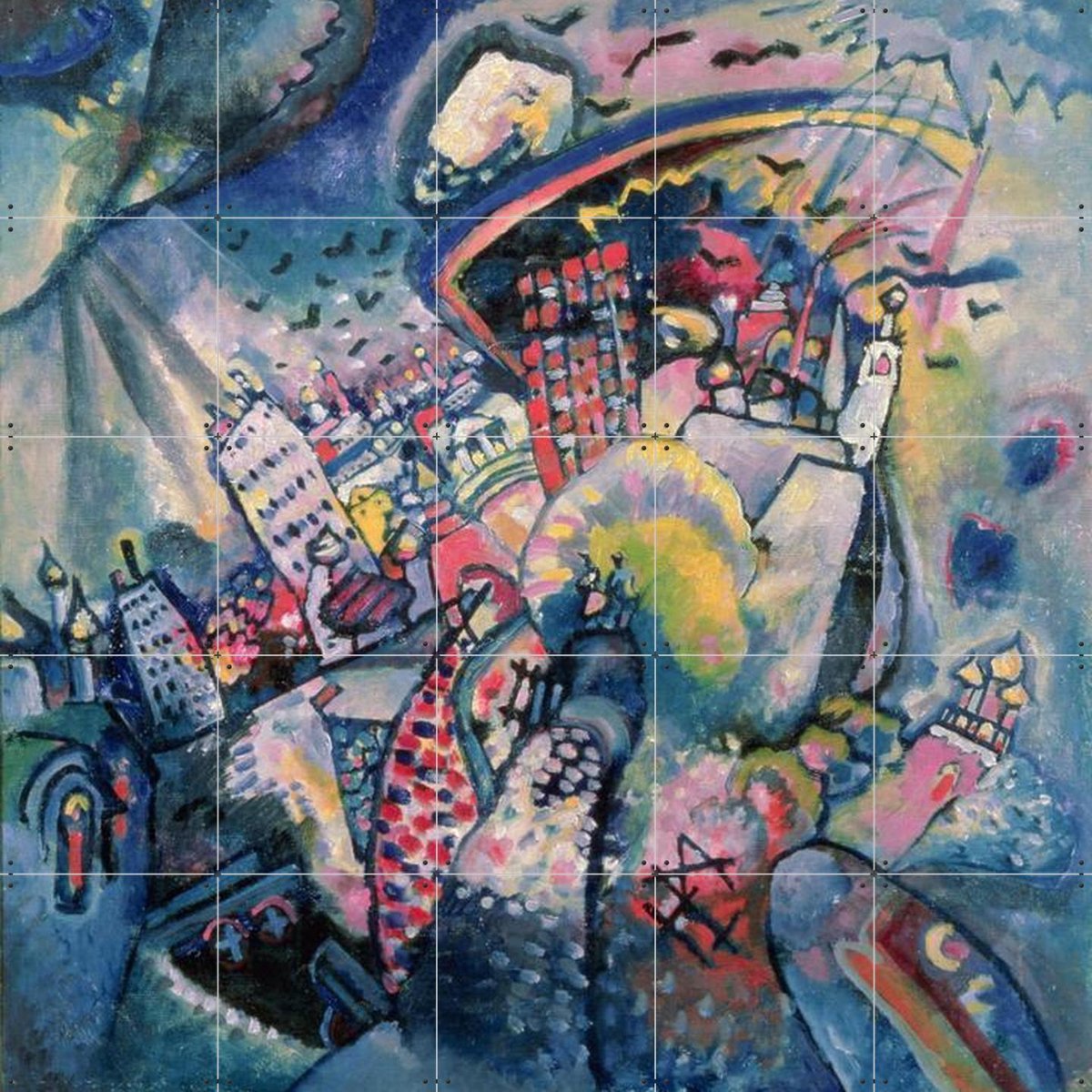 IXXI Moscow I, Kandinsky & Bridgeman Images - 100 x 100 cm - Gratis ophangtool - Grote wanddecoratie en posters - Klassiek, Kleurrijk, Olieverf