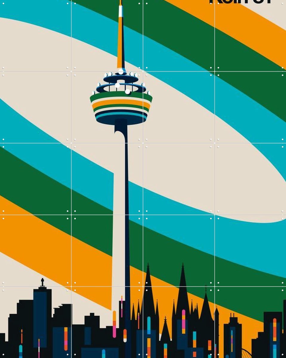 IXXI Köln 81, Bo Lundberg - 80 x 100 cm - Gratis ophangtool - Grote wanddecoratie en posters - Illustraties, Kleurrijk, Geometrische Kunst, Grafisch