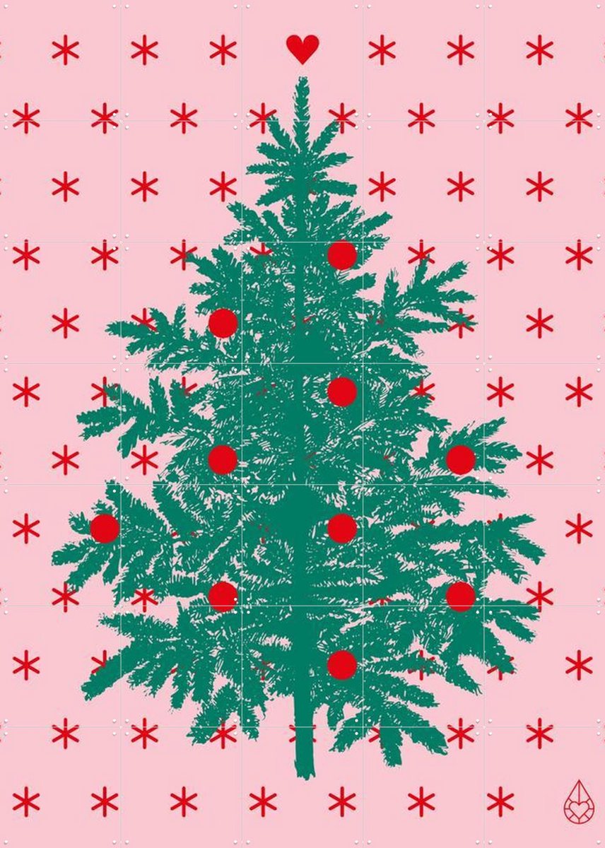 IXXI Let it snow . Pink Green, Zilverblauw - 100 x 140 cm - Gratis ophangtool - Grote wanddecoratie en posters - Digitale Kunst, Illustraties
