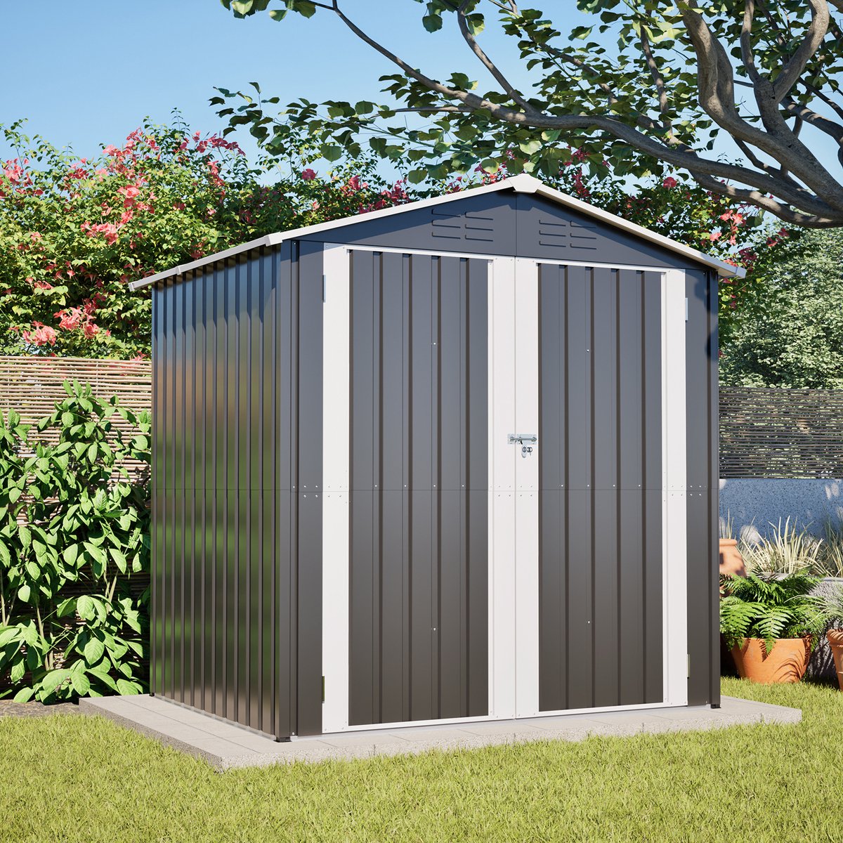 Tuinhuis - 185x142x185 cm - Grijs - Raam - Afsluitbaar - Bodemframe
