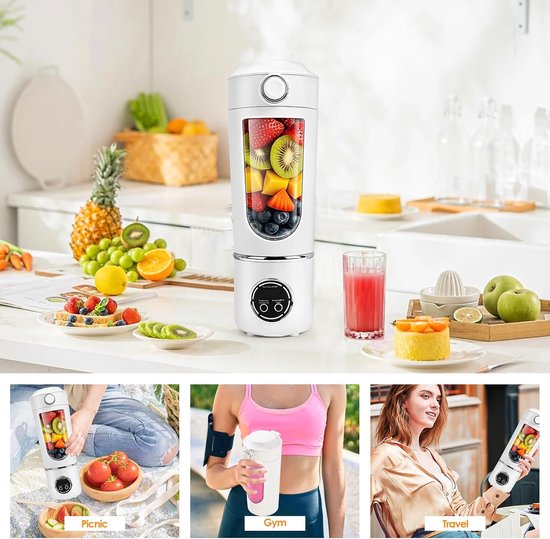 Draagbare mixer/blender/smoothie maker 700 ml mini-staande mixer Mini-blender met 12 messen van roestvrij staal, met reisdeksel, voor keuken, sportschool, kantoor — afbeelding 5