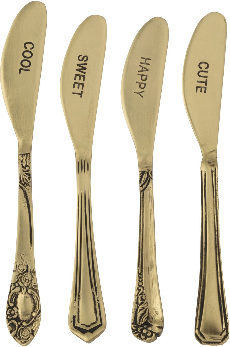 J-Line bestek Messing - brass - goud - doos van 4