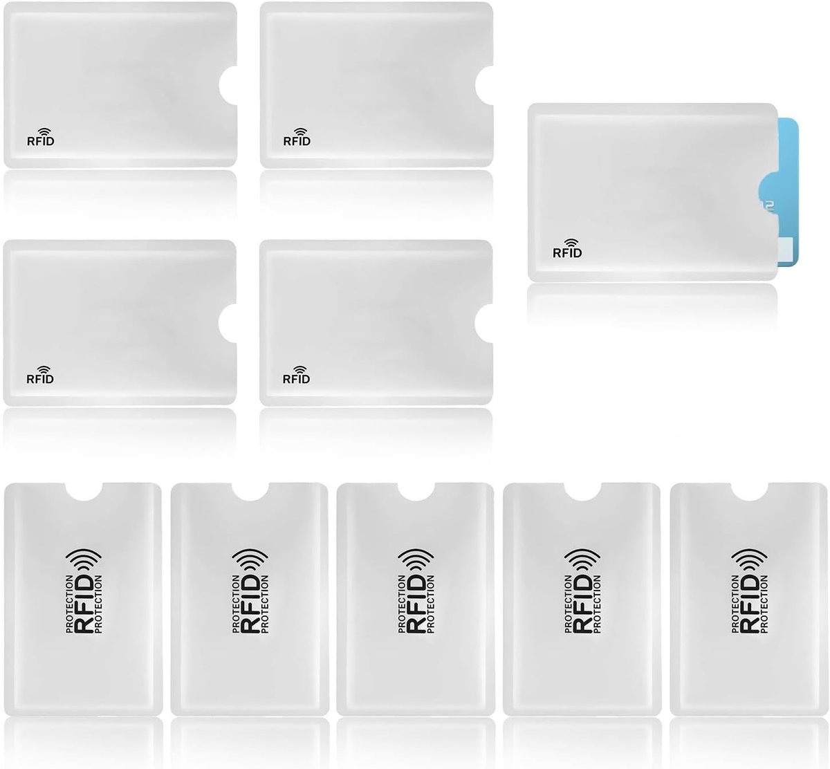 10 Stuks Anti-Diefstal Swipe-Id-Sets met RFID Bescherming voor ID-Kaarten en Creditcards, Demagnetiserende Beveiliging en Handwasbaar Design