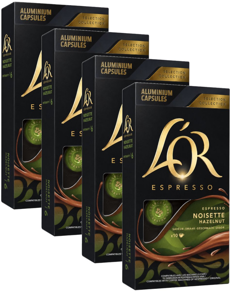 L'Or Espresso Hazelnut - Multipack - 40 (4x10) Koffiecups Compatibel met Nespresso Coffee Machine
