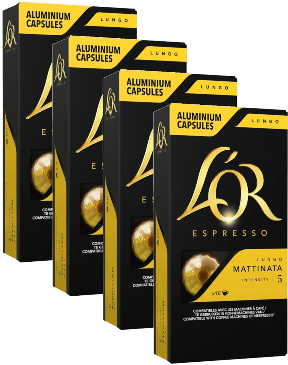 L'Or Espresso Lungo Mattinata - Multipack - 40 (4x10) Koffiecups Compatibel met Nespresso Coffee Machine