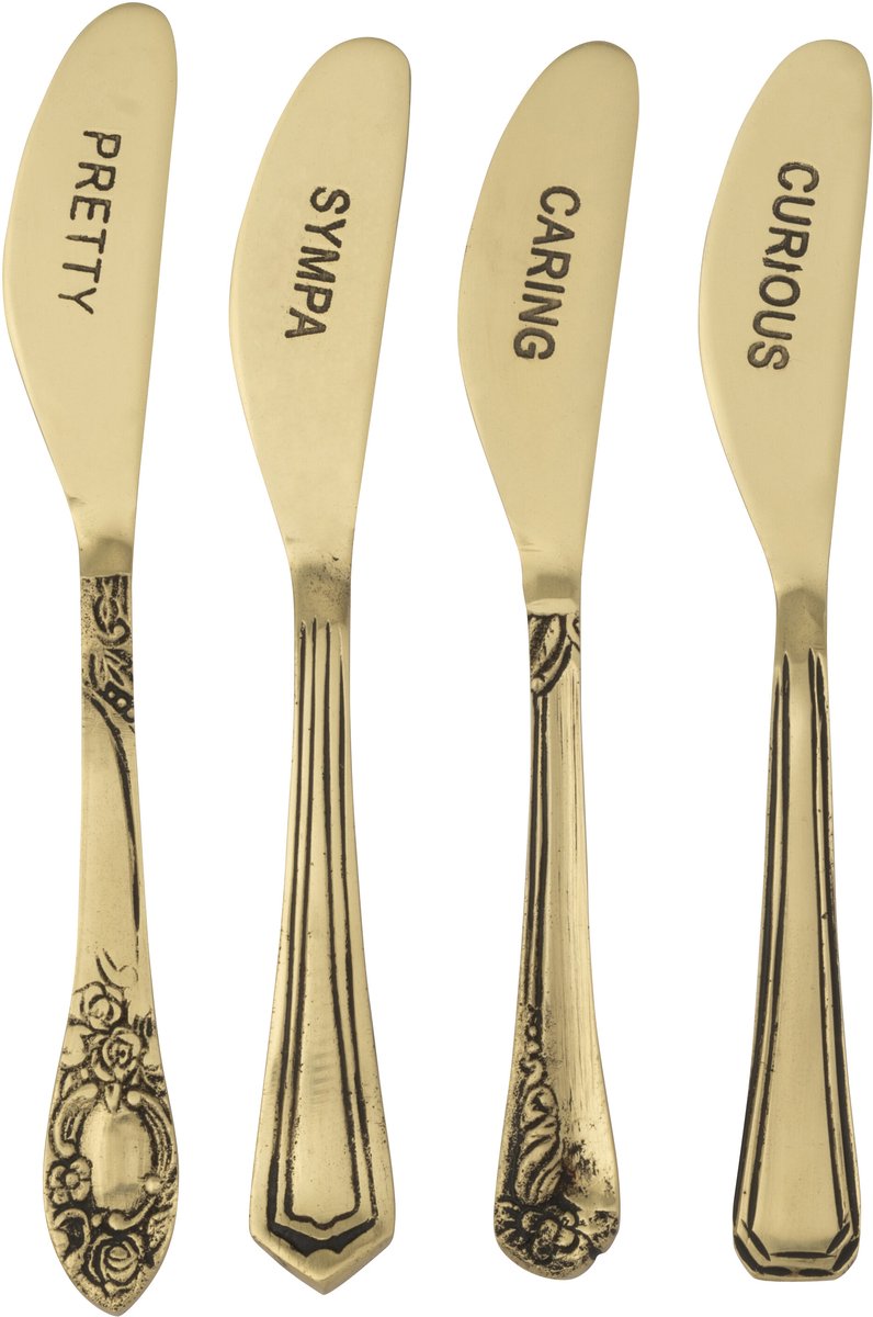 J-Line bestek Messing - brass - goud - doos van 4