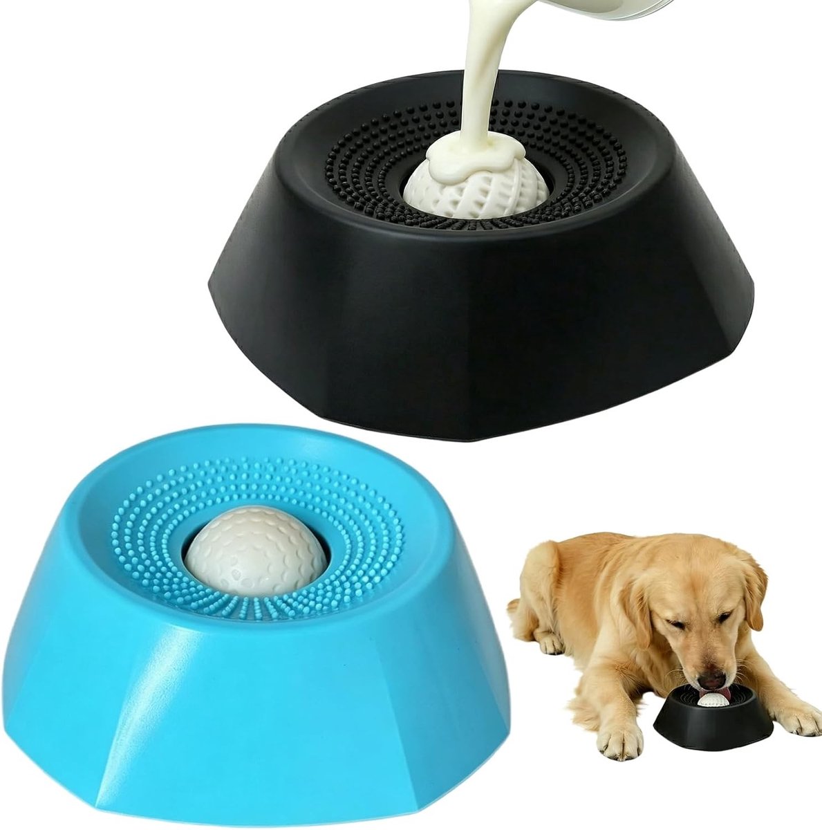 2 stuks likballen voor honden: langzame voederbak, speelbal voor honden, angstverlichting en interactief voerplezier