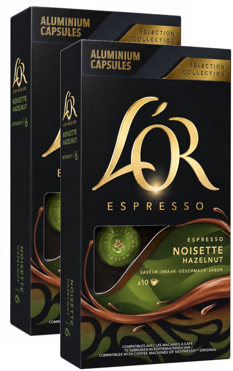 L'Or Espresso Hazelnut - Multipack - 20 (2x10) Koffiecups Compatibel met Nespresso Coffee Machine