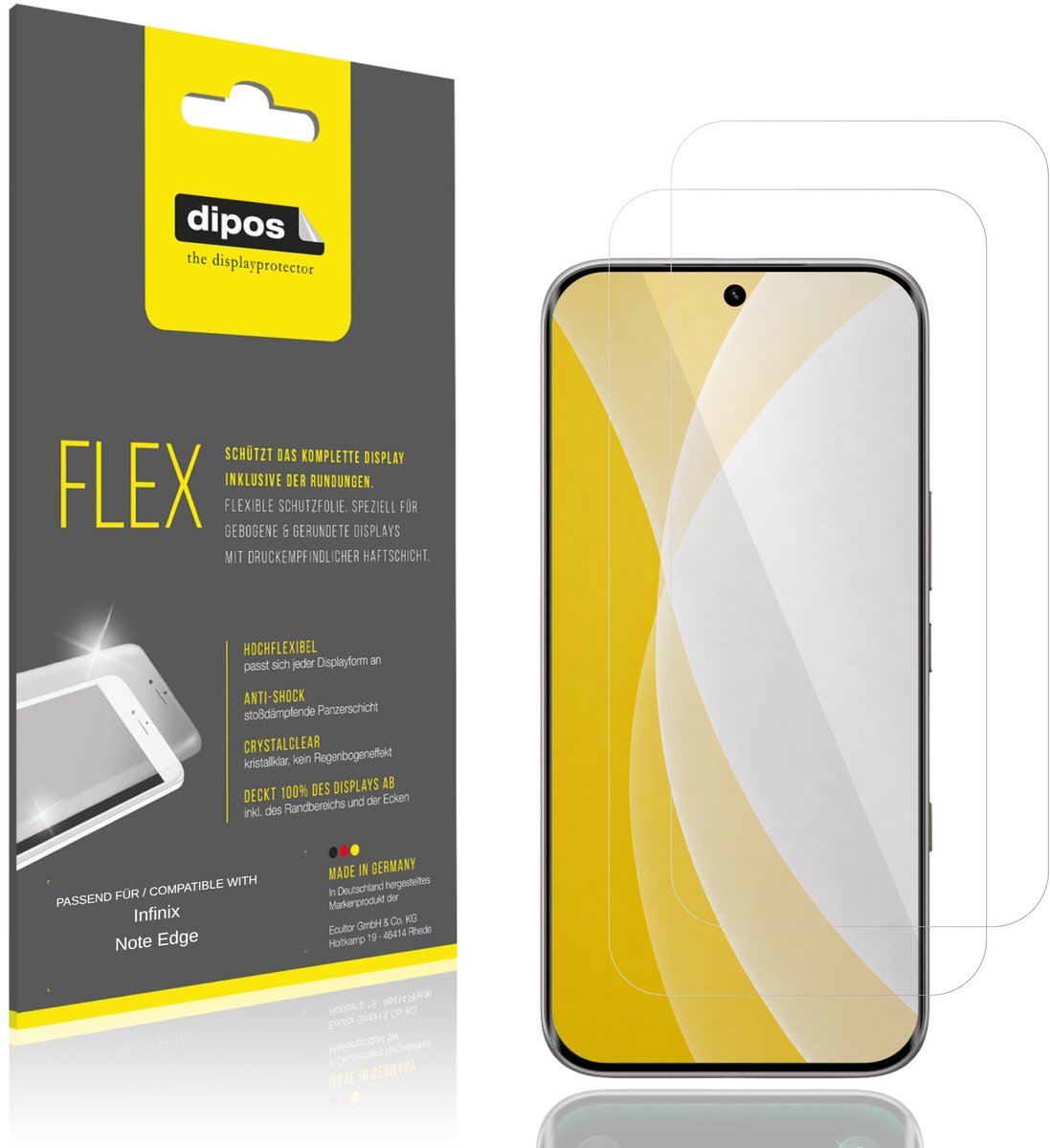 dipos – 2x Beschermfolie geschikt voor Infinix Note Edge | 3D Full Cover Screenprotector | 100% Passend