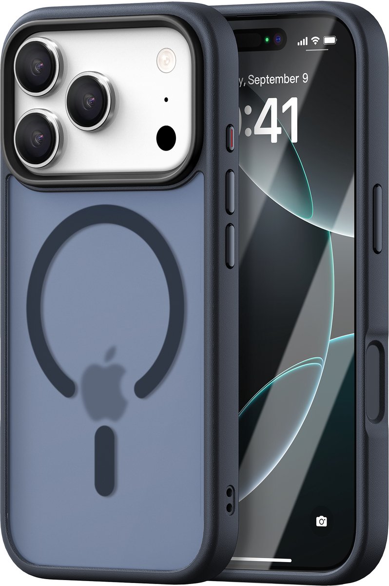 iDenn hoesje voor iPhone 18 Pro Mat Transparant Donker Blauw geschikt voor MagSafe
