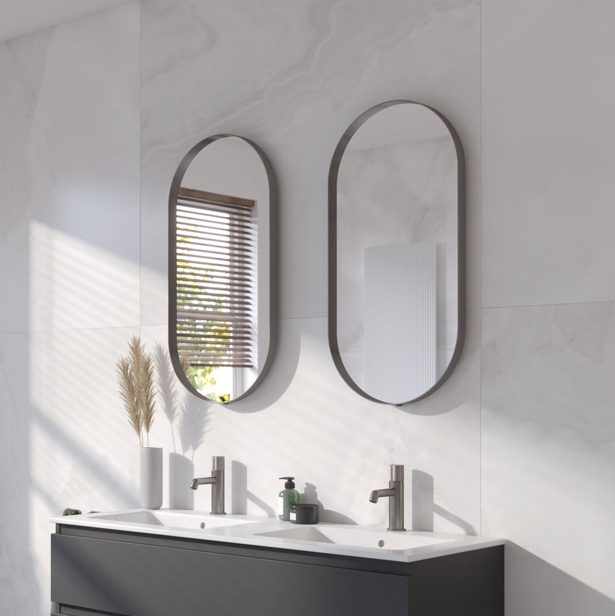 Ben Vita Spiegel 40x80 cm Geborsteld Metal Black
